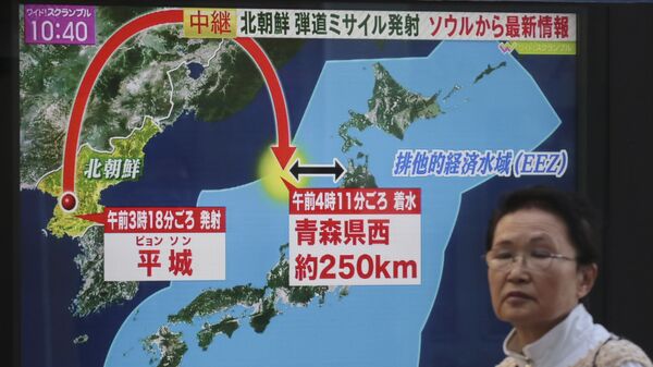 Трансляция новостей в Токио о новом ракетном пуске КНДР. 29 ноября 2017