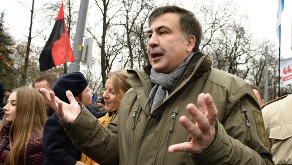 Бывший президент Грузии, экс-губернатор Одесской области Михаил Саакашвили на акции протеста Марш за импичмент в Киеве. 3 декабря 2017