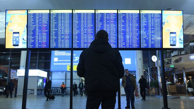 Пассажиры в аэропорту Шереметьево. 4 декабря 2017