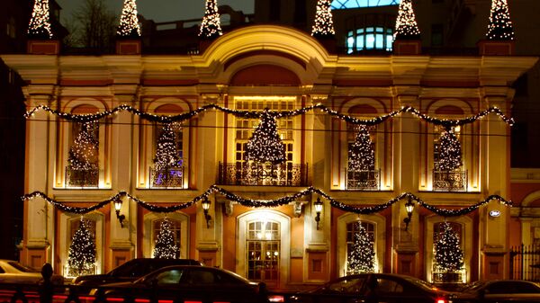 Новогоднее оформление ресторана Кафе Пушкинъ в Москве