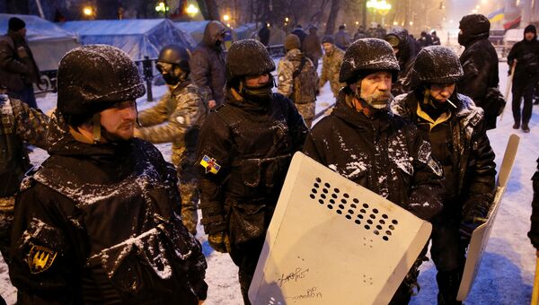 Протестующие у здания Верховной рады в Киеве. 6 декабря 2017