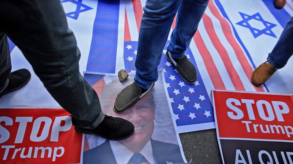 Протест в городе Газа против решения президента США Дональда Трампа признать Иерусалим столицей Израиля