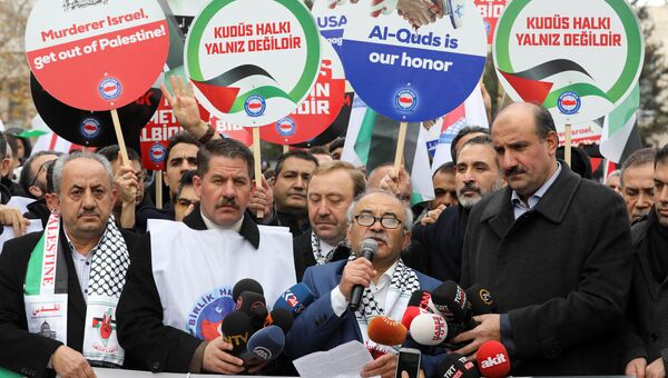 Акция протеста против решения Дональда Трампа признать Иерусалим столицей Израиля в Анкаре