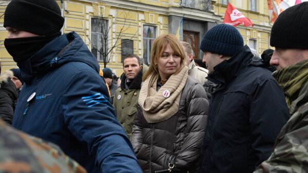 Жена экс-президента Грузии Михаила Саакашвили Сандра Руловс на акции протеста в Киеве. 10 декабря 2017