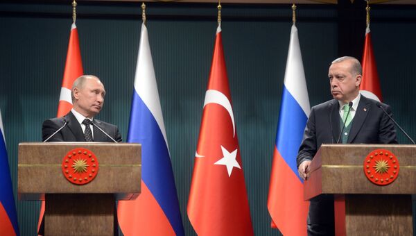 Президент РФ Владимир Путин и президент Турции Реджеп Тайип Эрдоган. 11 декабря 2017