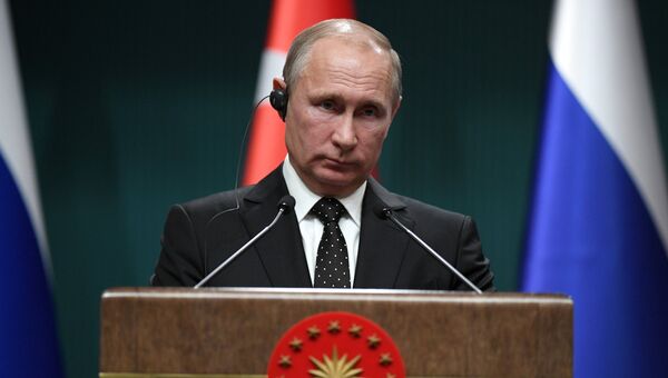 Президент РФ Владимир Путин во время совместного с президентом Турции Реджепом Тайипом Эрдоганом заявления для прессы. 11 декабря 2017