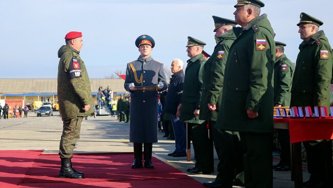 Батальон военной полиции, прибывший из Сирии в Махачкалу. 12 декабря 2017