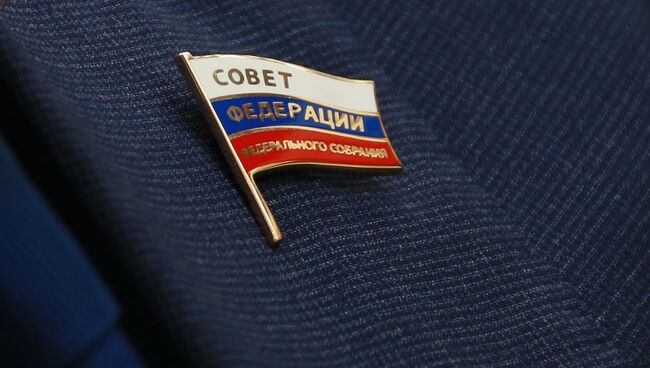 Значок члена Совета Федерации России. Архивное фото
