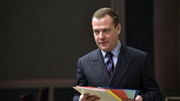 Председатель правительства РФ Дмитрий Медведев на заседании Совбеза РФ. 15 декабря 2017