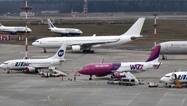Самолет авиакомпании Wizz Air, совершивший первый рейс по маршруту Москва-Дебрецен, в аэропорту Внуково