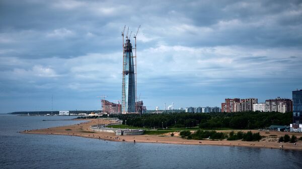 Строительство делового комплекса Лахта-центр в Санкт-Петербурге