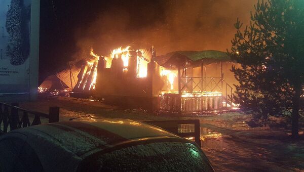 Пожар в горнолыжном комплексе Снежный в Ленинградской области. 19 декабря 2017