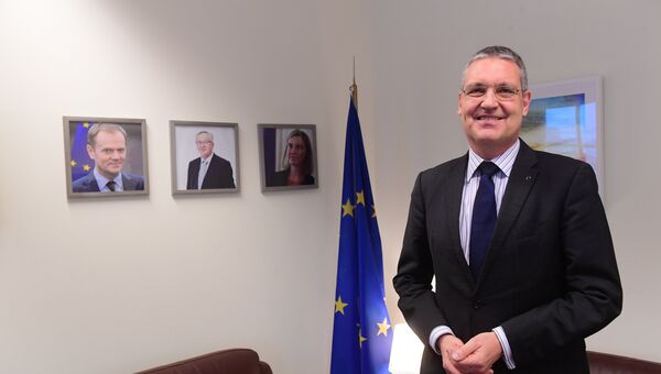 Глава представительства Европейского Союза Маркус Флориан Эдерер во время интервью в Москве. 19 декабря 2017