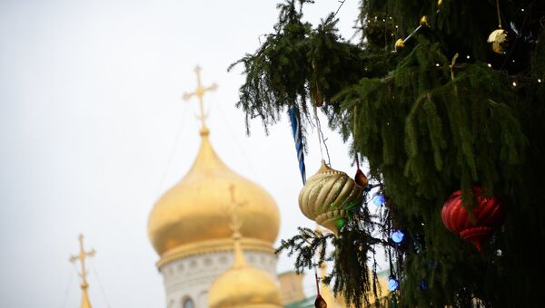 Новогодняя елка на Соборной площади Кремля. 21 декабря 2017