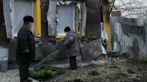 Последствия обстрела в городе Ясиноватая. 21 декабря 2017