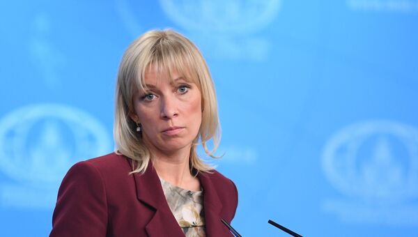 Официальный представитель министерства иностранных дел России Мария Захарова во время брифинга в Москве. 21 декабря 2017