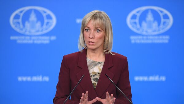 Официальный представитель министерства иностранных дел России Мария Захарова во время брифинга в Москве. 21 декабря 2017