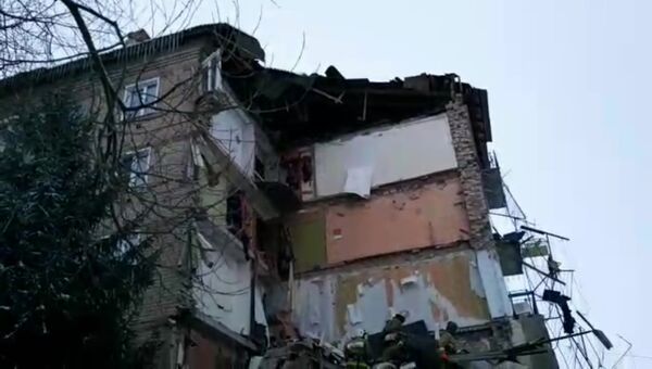 Частично обрушившийся дом в городе Юрьевец Ивановской области. 22 декабря 2017