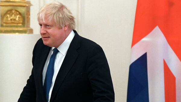 Министр иностранных дел Великобритании Борис Джонсон во время встречи с министром иностранных дел России Сергеем Лавровым