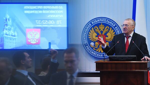 Лидер ЛДПР Владимир Жириновский, зарегистрированный Центральной избирательной комиссией РФ в качестве кандидата на пост президента России