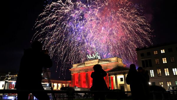 Празднование Нового года в Берлине, Германия. 1 января 2018