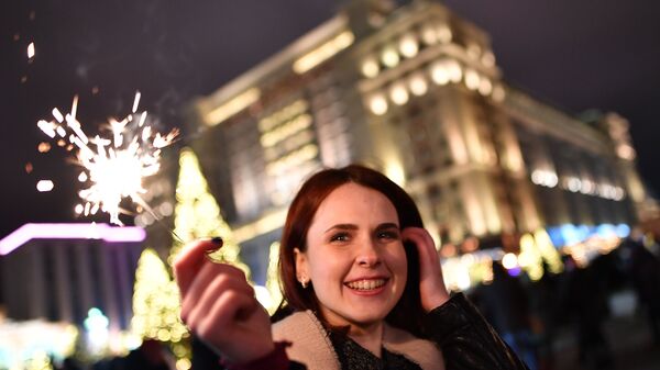 Во время празднования Нового года в Москве. 31 декабря 2017