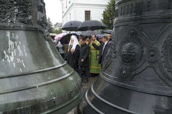 Церемония освящения возвращенных колоколов в Свято-Даниловом монастыре