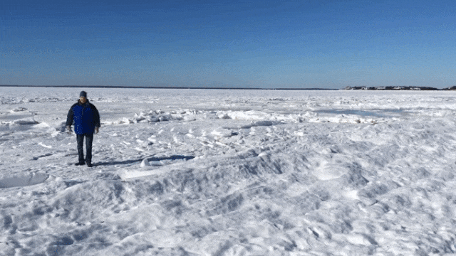Замерзший океан в Массачусетсе gif