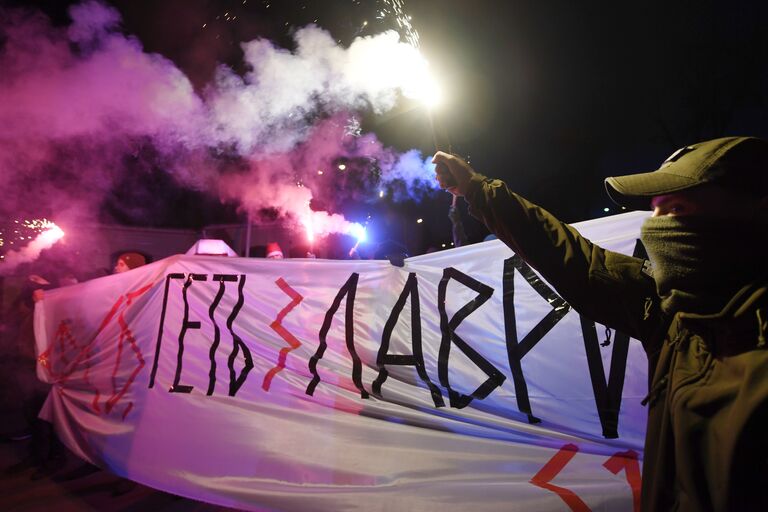 Протестующие возле Киево-Печерской лавры. 8 января 2018 Протестующие возле Киево-Печерской лавры. 8 января 2018