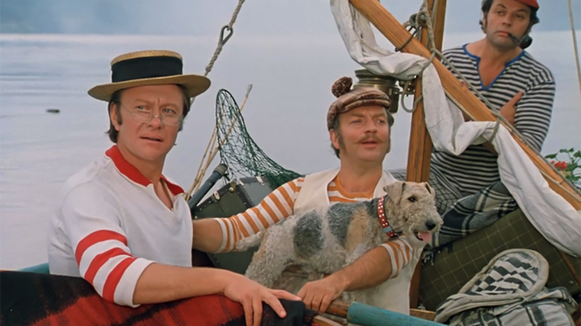 Андрей Миронов, Михаил Державин и Александр Ширвиндт в фильме Трое в лодке, не считая собаки (1979)