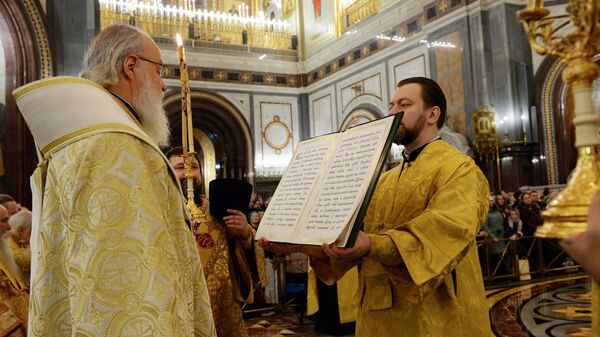 Патриарх Кирилл совершает молебное пение на новолетие в Храме Христа Спасителя в Москве. Архивное фото