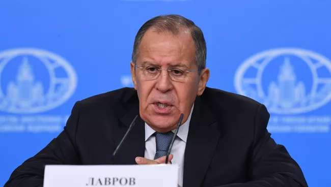 Министр иностранных дел России Сергей Лавров на пресс-конференции по итогам деятельности российской дипломатии в 2017 году. 15 января 2018
