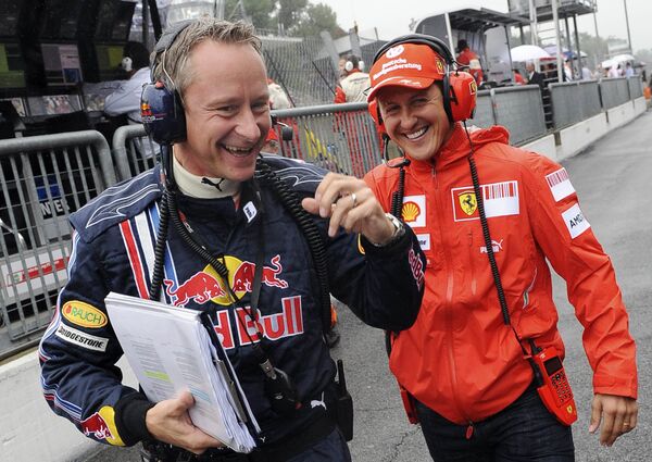 Михаэль Шумахер (слева) на Гран-при Италии
