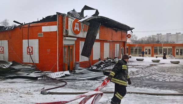 Продовольственный магазин сгорел в центре Истры. 20 января 2018