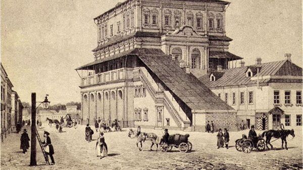 Масляный фонарь у Сухаревой башни, 1-я половина XIX века.