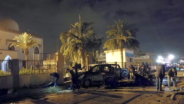 На месте взрыва в Бенгази, Ливия. 23 января 2018