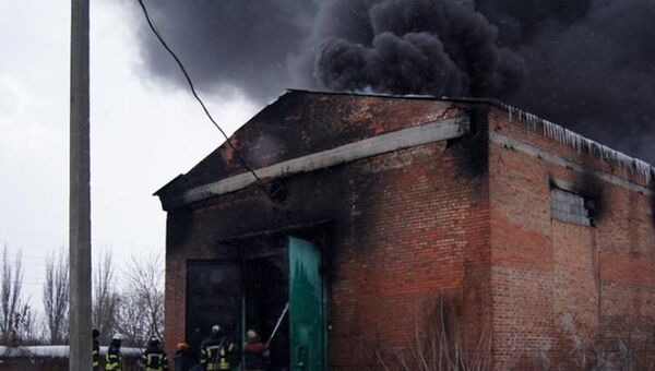 Ликвидация пожара на складе горюче-смазочных материалов в Донецкой области. 24 января 2018