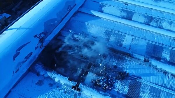 Второй пожар на рынке Садовод в Москве. Съемка с беспилотника Второй пожар на рынке Садовод в Москве. Съемка с беспилотника