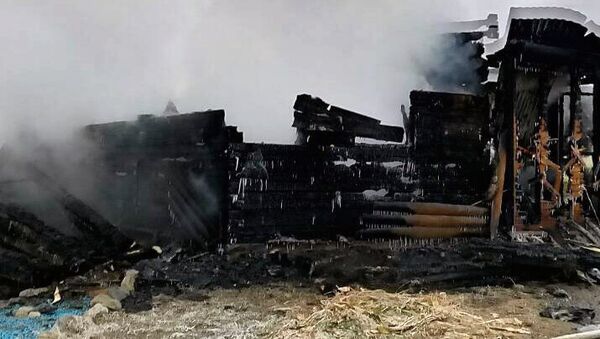Последствия пожара в поселке Хужир Ольхонского района Иркутской области. 28 января 2018