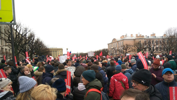Участники несанкционированной акции в Санкт-Петербурге в рамках Забастовки избирателей. 28 января 2018