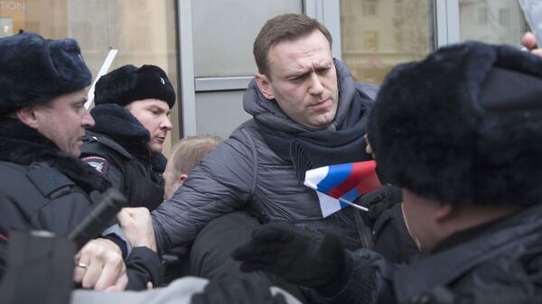 Задержиние Алексея Навального во время несанкционированной акции в Москве в рамках Забастовки избирателей. 28 января 2018