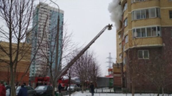 Пожар на Южном бульваре 6 в Красногорске Московской области. 28 января 2018