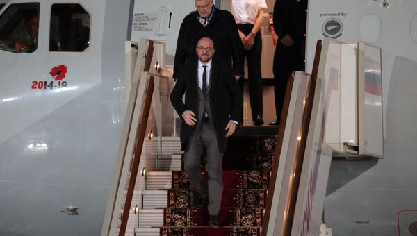 Премьер-министр Бельгии Шарль Мишель, прибывший в РФ с официальным визитом, во время официальной встречи в аэропорту Внуково-2. 29 января 2018