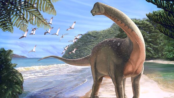 Так художник представил внешний вид динозавра, чьи кости были найдены в пустыне Сахара на территории Египта