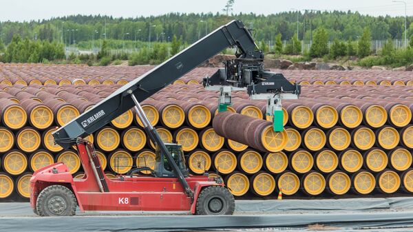 Трубы для строительства газопровода Северный поток - 2 на заводе в Котке, Финляндия