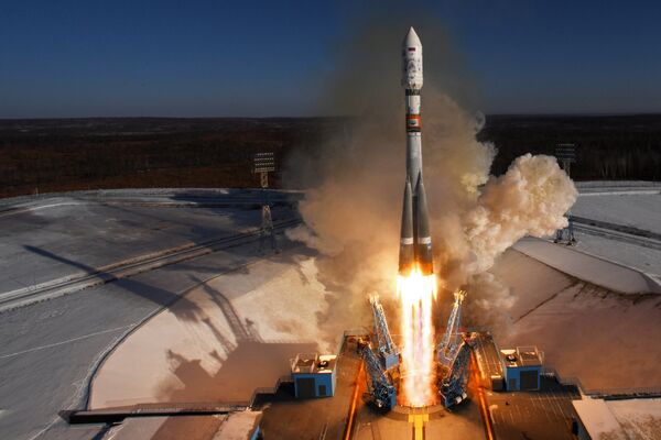 Старт ракеты-носителя Союз-2.1а с космическими аппаратами дистанционного зондирования Земли Канопус-В №3 и №4, и с 9 космическими коммерческими аппаратами с космодрома Восточный