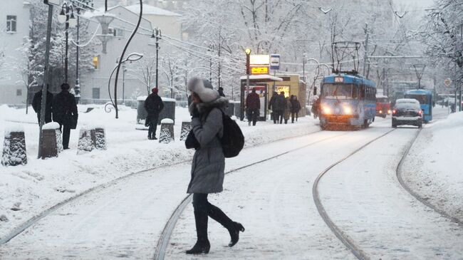 Снег в Москве. Архивное фото