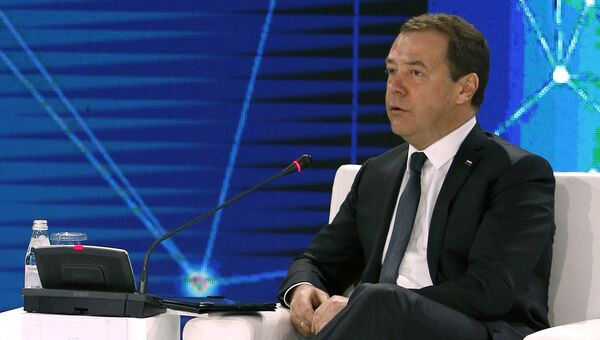 Дмитрий Медведев на пленарной сессии международного форума Цифровая повестка дня в эпоху глобализации в Алма-Ате. 2 февраля 2018 2февраля 2018