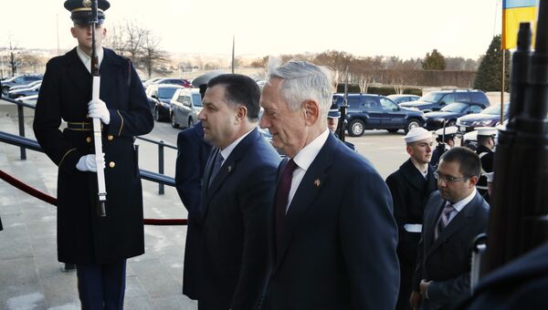 Глава Пентагона Джеймс Мэттис и министр обороны Украины Степан Полторак во время встречи в Вашингтоне, США. 3 февраля 2018
