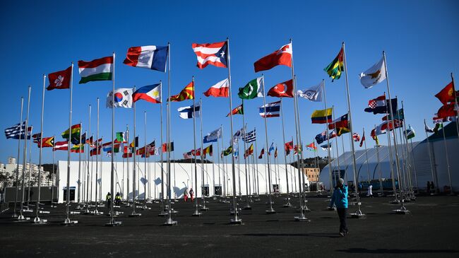 Флаги стран-участниц в Олимпийской деревне в Канныне